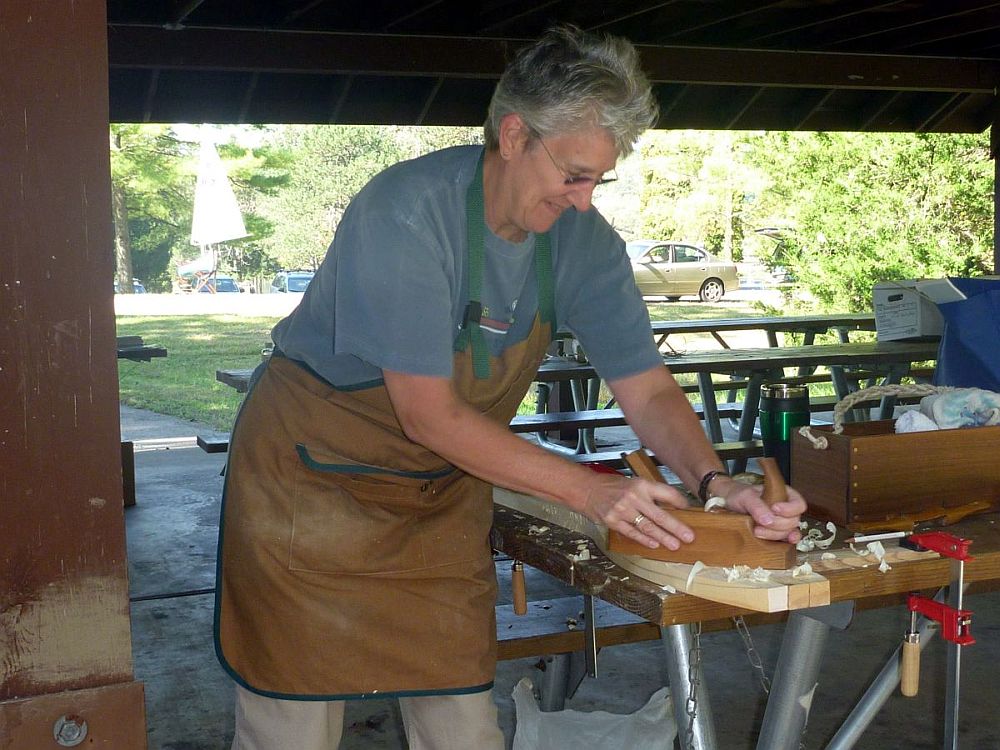 Susan Christie makes a kayak paddle using the techniques and tools 